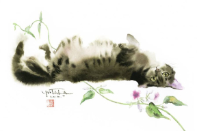 Ускользающие кошки японского художника: «Позвольте рассказать вам, как расслабляется ваш кот»